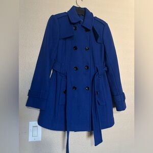 Elegant Blue Double-Breasted Women's Coat